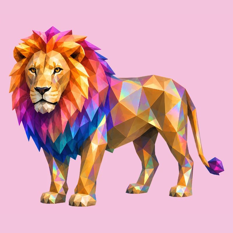 Explosion de couleur de lion polygonal