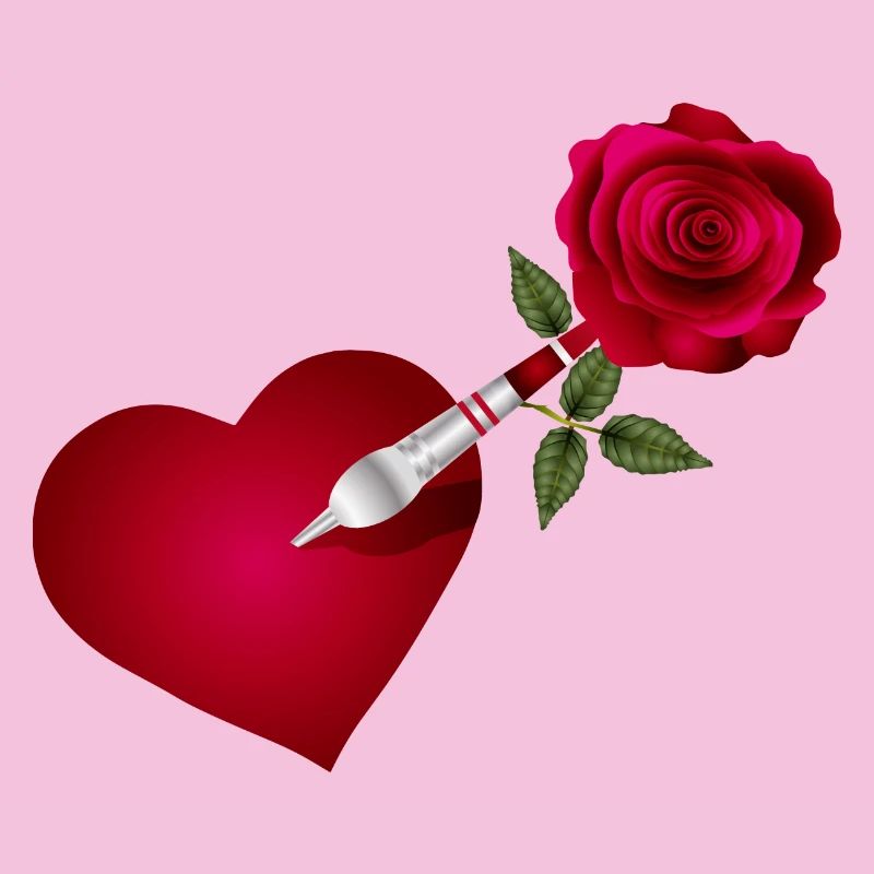 Flèche fléchette avec rose et cœur comme cible
