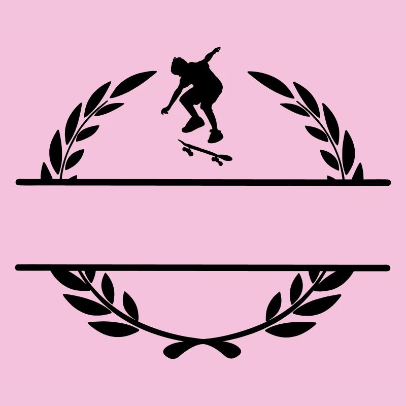 Skateborder dans un monogramme de couronne de laurier