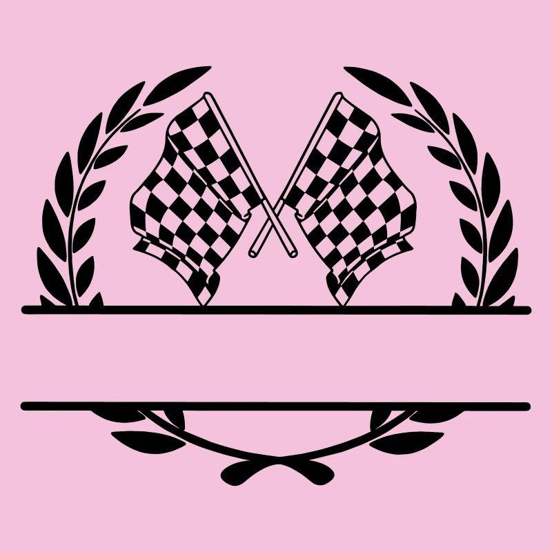 Drapeau de course dans une couronne de laurier