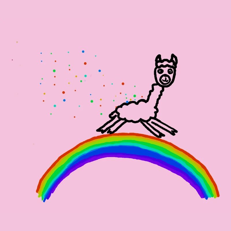 Rainbow Alpaca Confetti Pattern