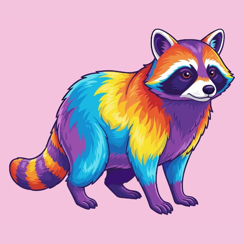 Bunter Waschbär-Regenbogen-Pop-Art-Aquarell