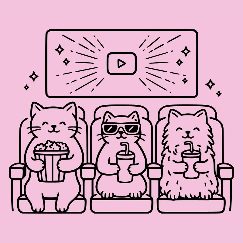 Cats Cinema Line Art