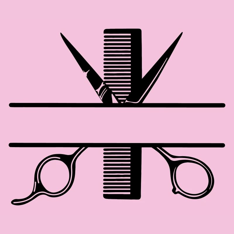 Texte bannière logo coiffeur, ciseaux avec peigne