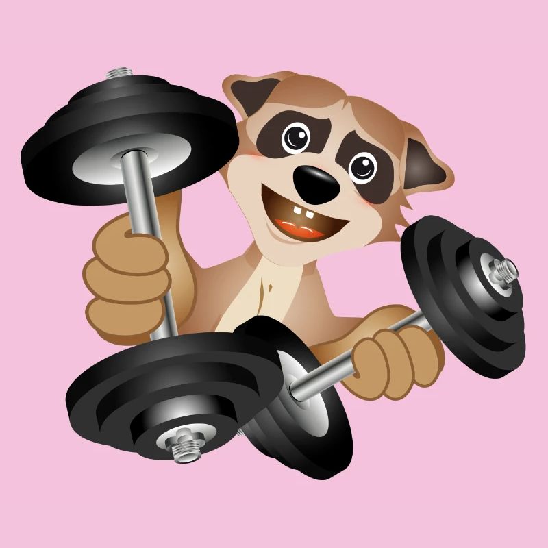 Bodybuilder Erdmännchen mit Hanteln beim Training