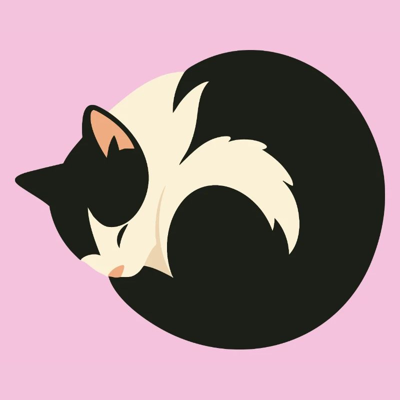 Cute Sleeping cat in minimalist style