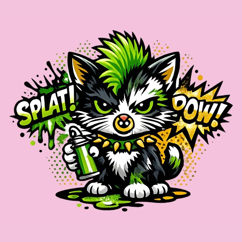 Neon Graffiti Kitten Sprayer