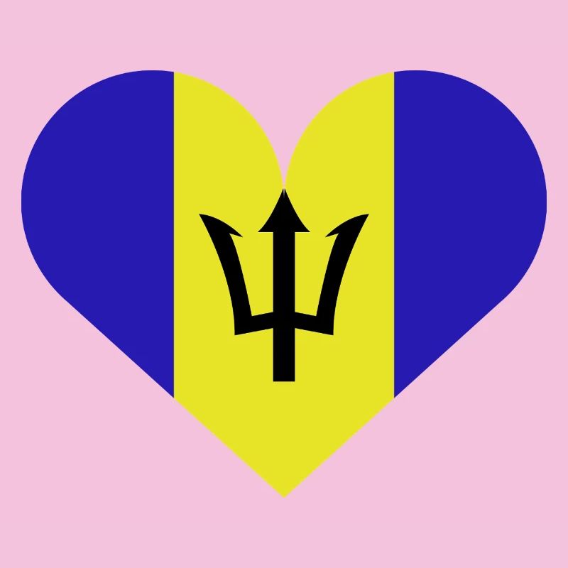 Drapeau de la Barbade avec cœur