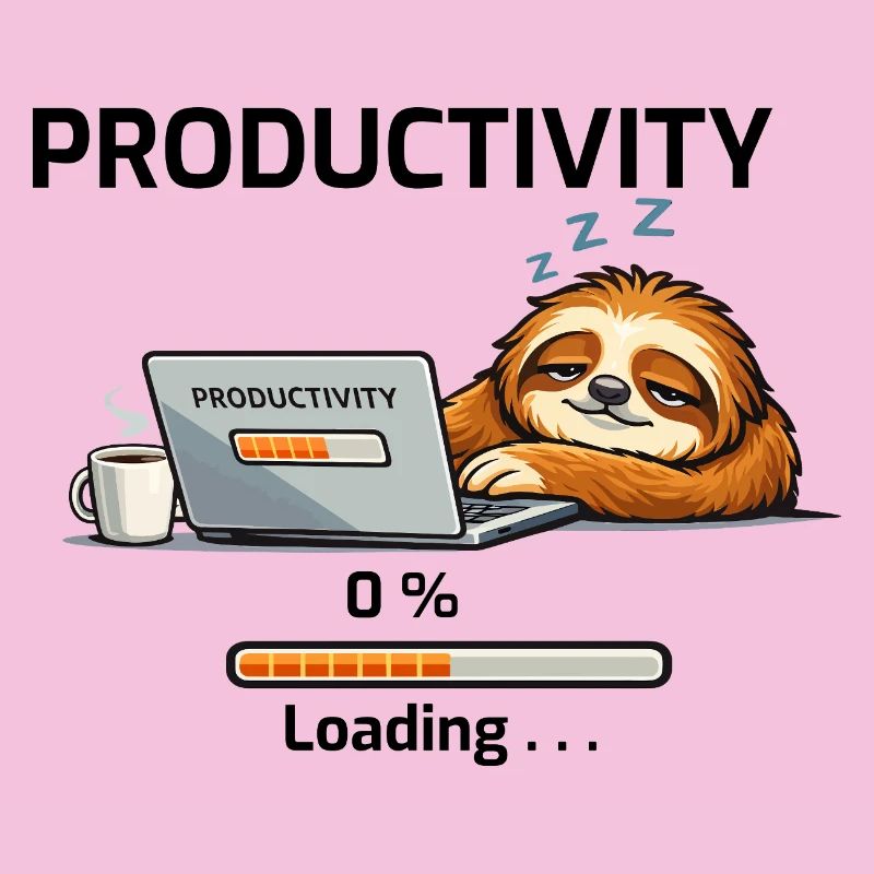 Productive Sloth on Laptop