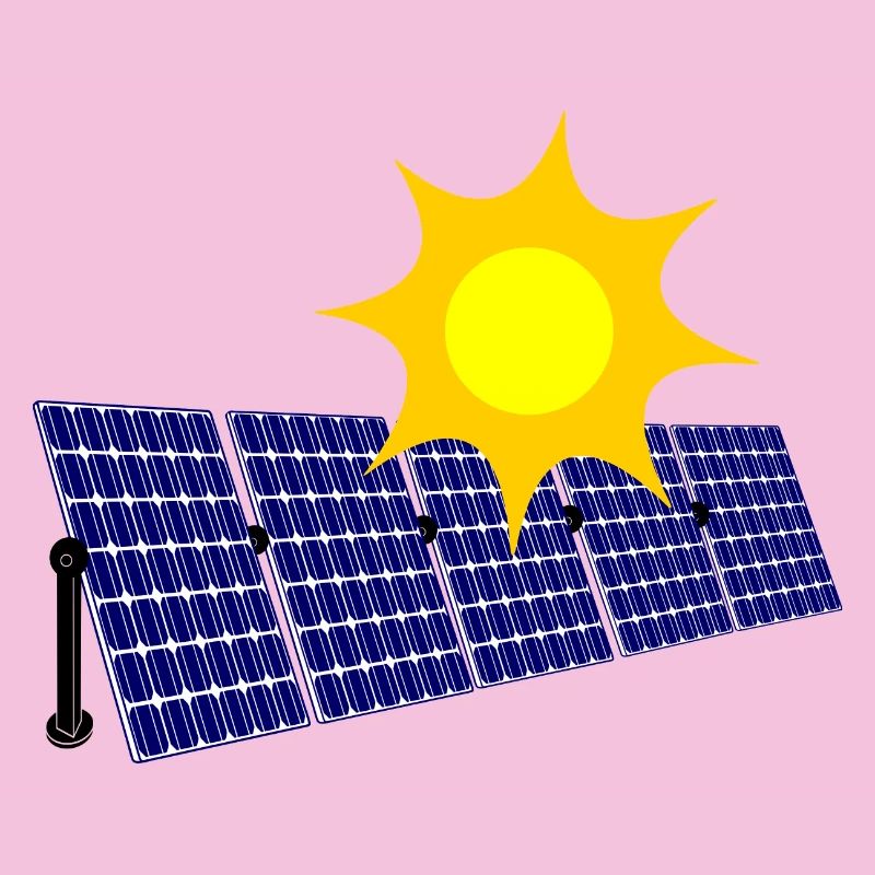 Une rangée de panneaux solaires avec soleil pour générer
