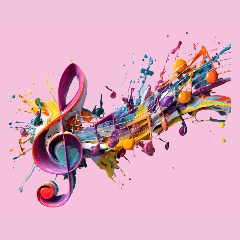Coloured notes with clef