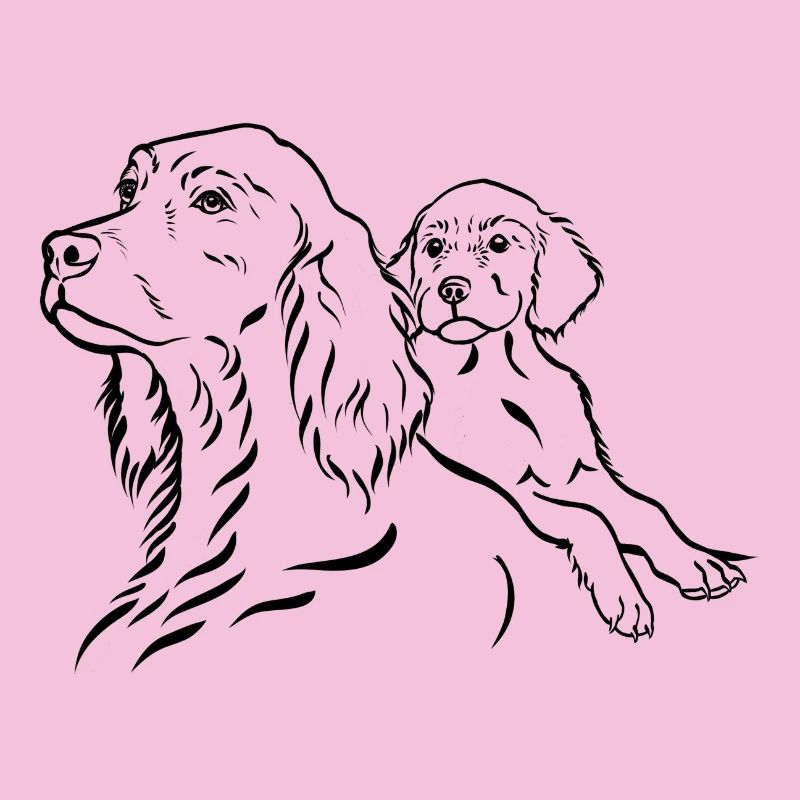 Setter Hündin mit Welpe