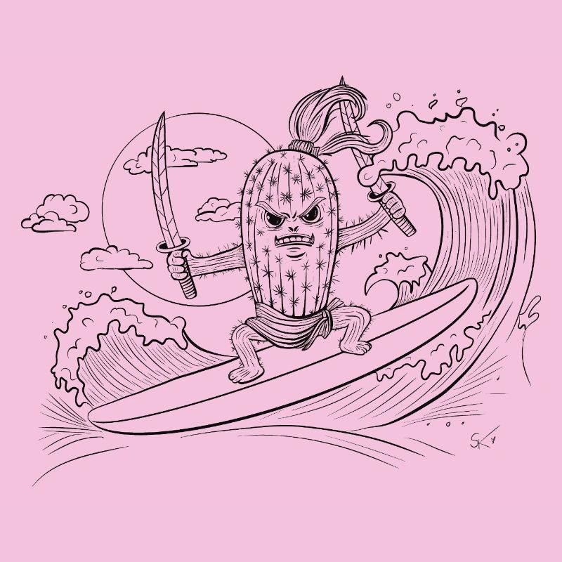 Surfer mit Samurai-Motiv
