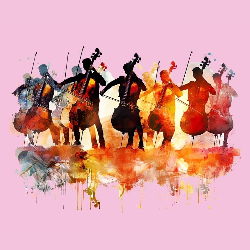 Orchestre de violoncelle abstrait à l’aquarelle