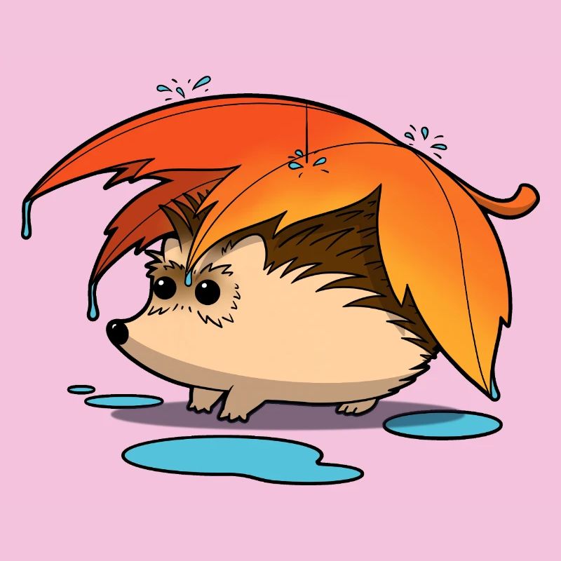Igel unter Laubschirm