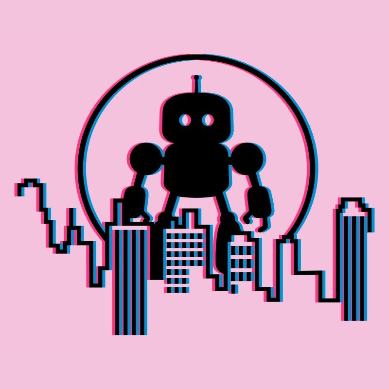Robot City Skyline – 3D Sci-Fi Future Design