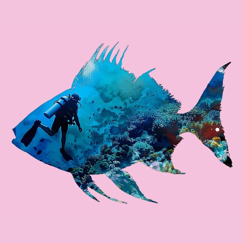 Silhouette de poisson de corail sous-marin Diver