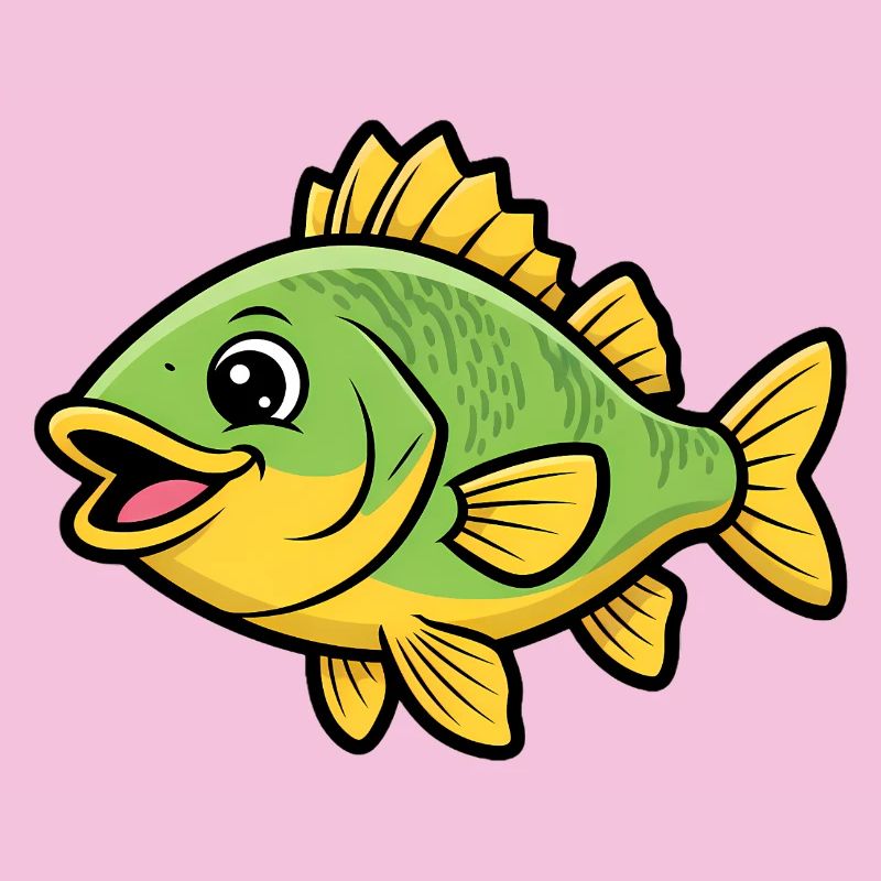 Cute Perch Comic Fish Colorful