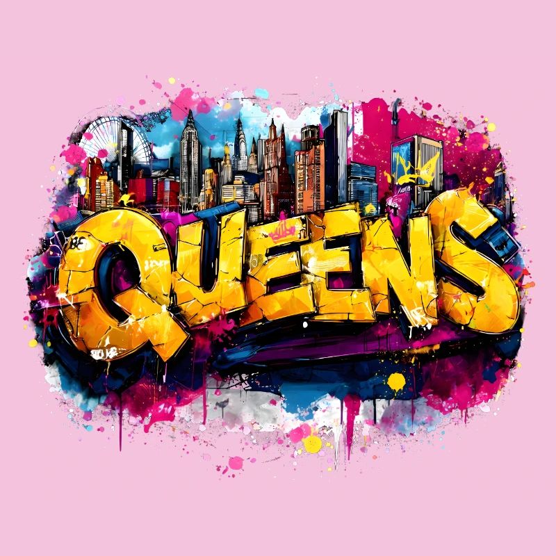 Explosion de couleurs de la skyline du graffiti du Queens