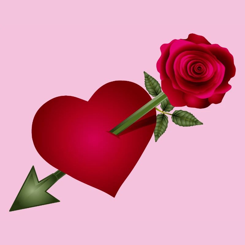 Rote Rose trifft Herz mit Pfeil Illustration