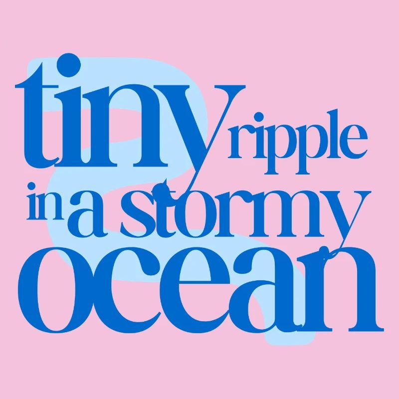 Tiny ripple in a stormy ocean (blue background)