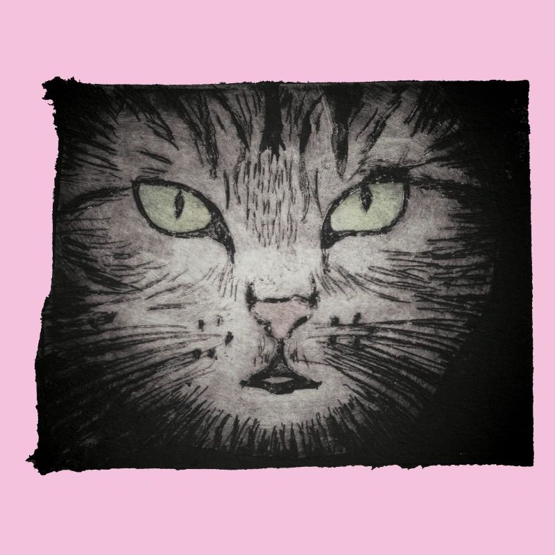 Cat Black - Gravé à la main imprimable