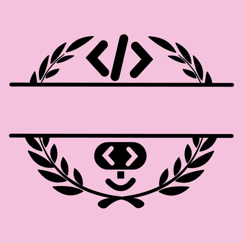 Code logo and code smiley in laurel wreath