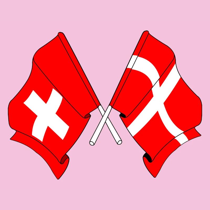 Drapeau de la Suisse et drapeau du Danemark