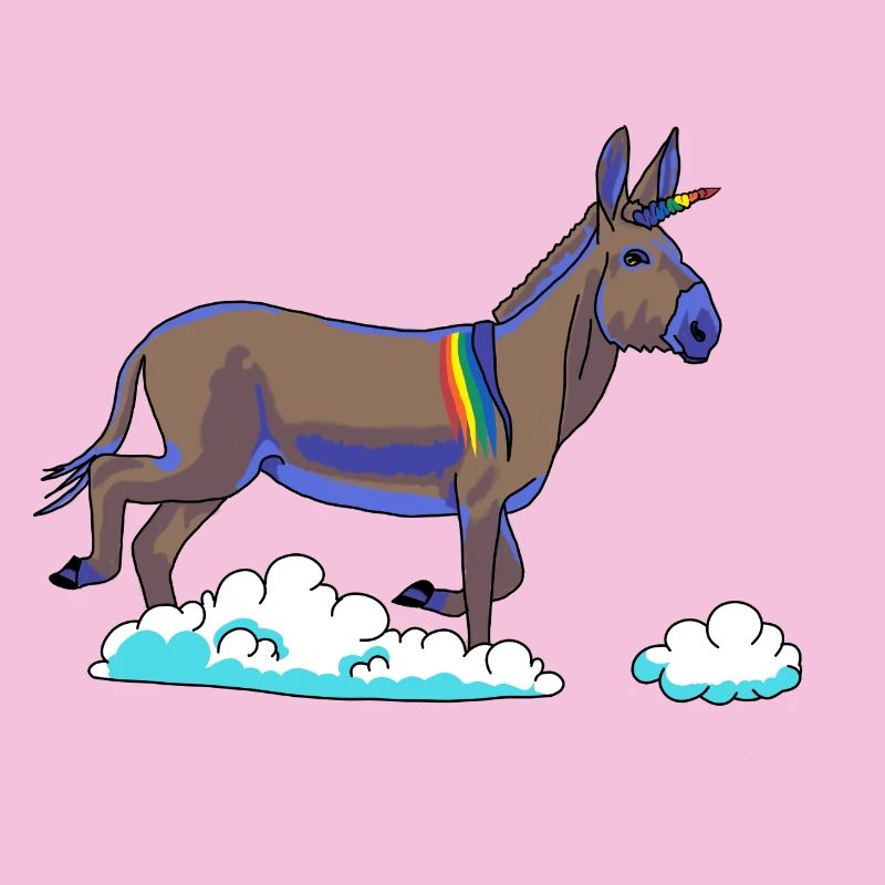 Regenbogen-Einhorn auf Wolken