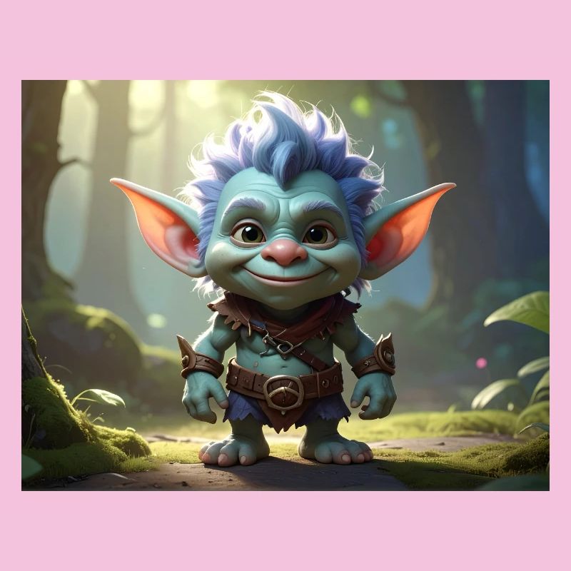Blue forest troll in the moon forest