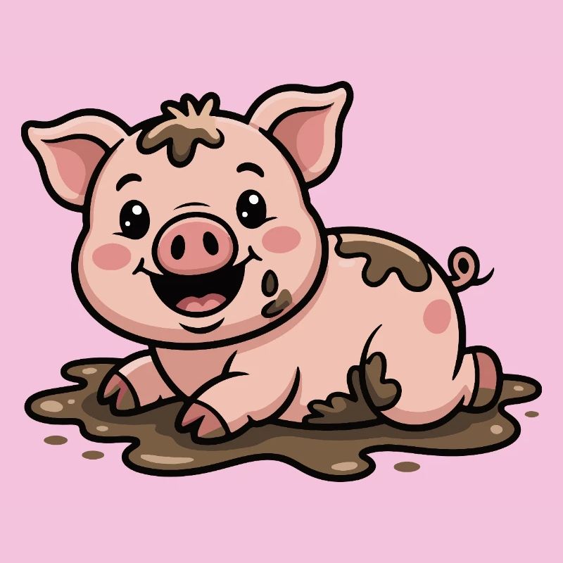 Cochon dans la boue mignon