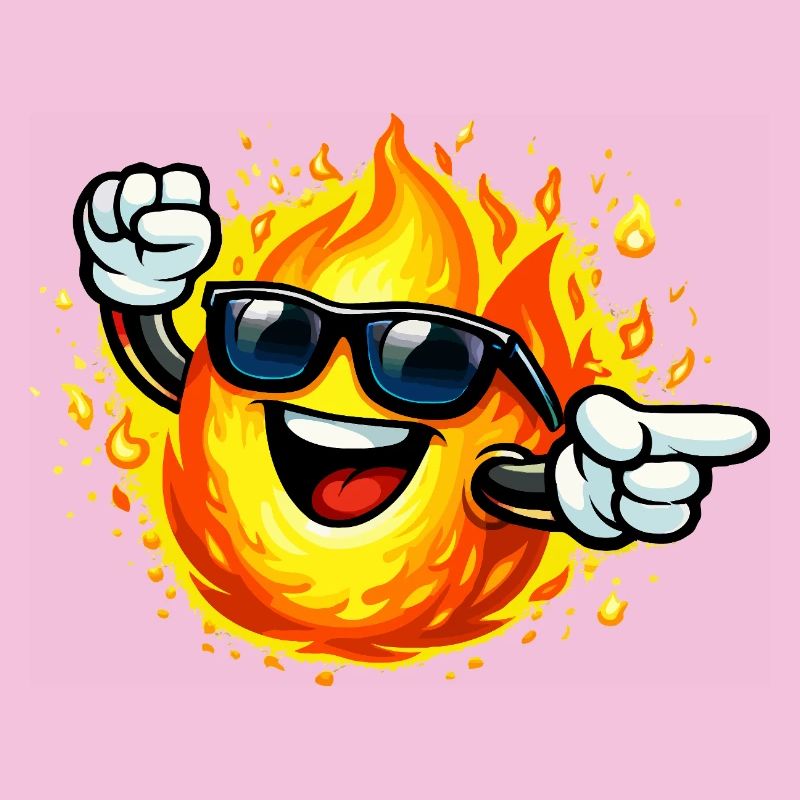 Émoticône Feu avec lunettes de soleil