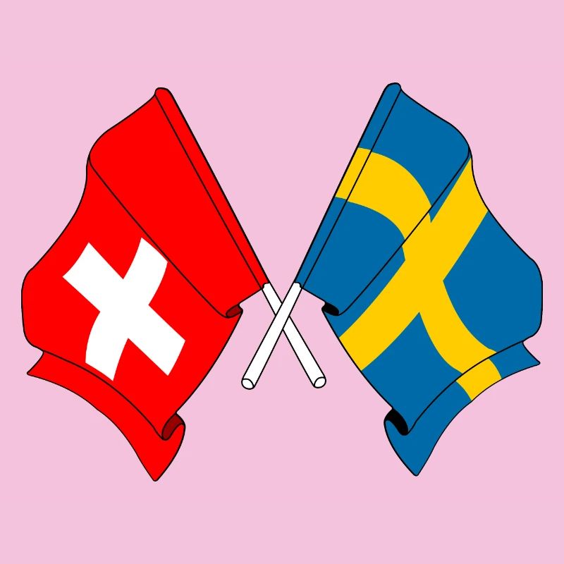 Drapeau de la Suisse et drapeau de la Suède