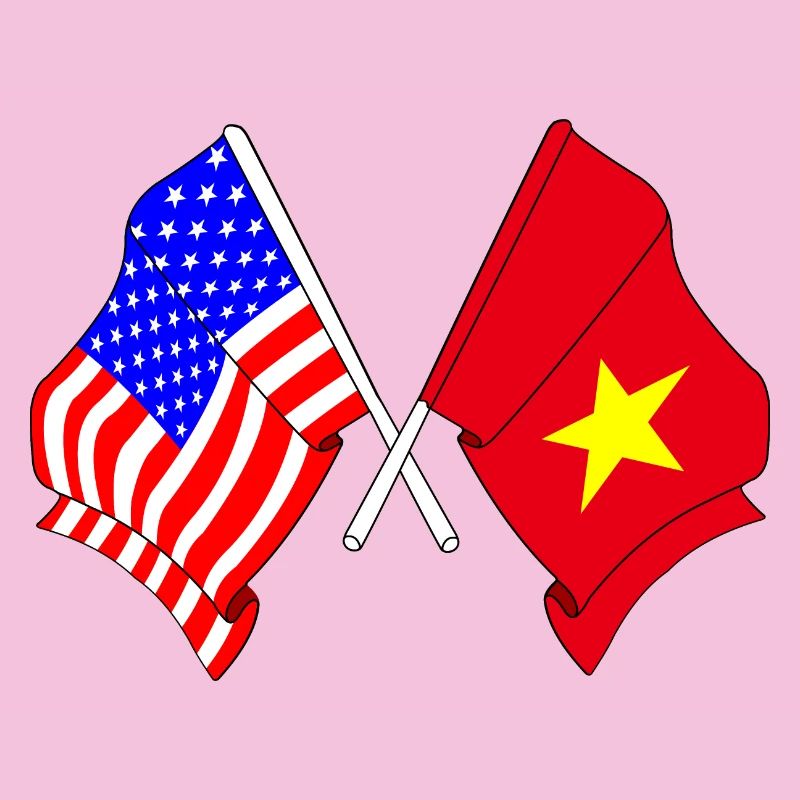 Drapeau des États-Unis et drapeau du Vietnam