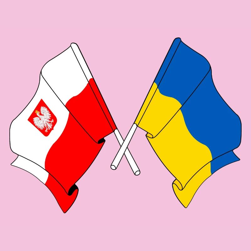 Drapeau de la Pologne, drapeau de l’Ukraine traversé