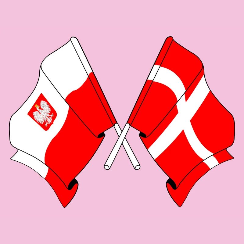 Drapeau de la Pologne et drapeau du Danemark