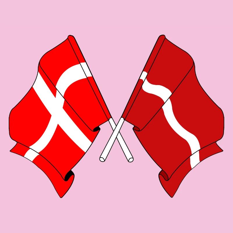 Drapeau Danemark, drapeau Lettonie