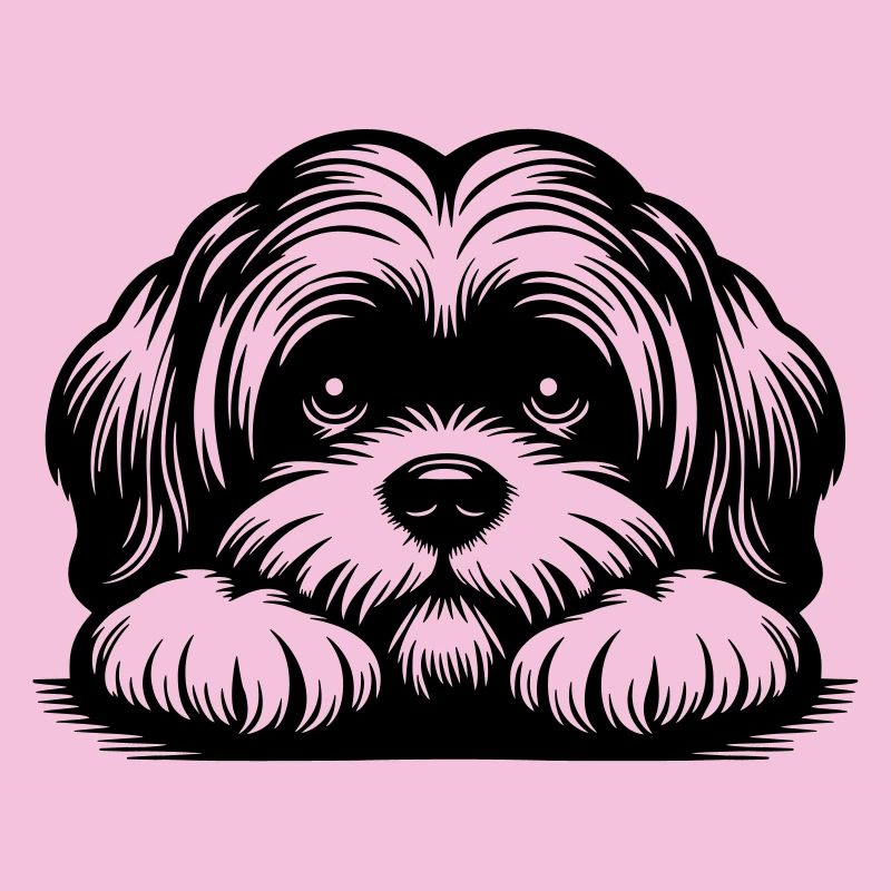 Lhasa Apso Kopf mit Pfoten