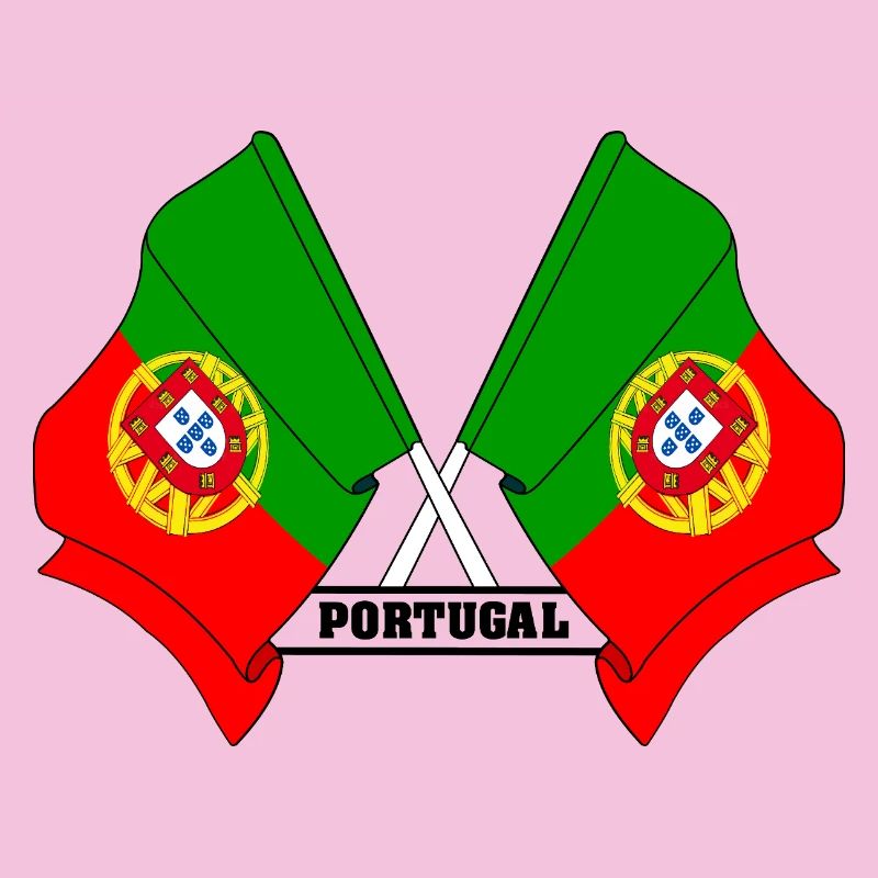 Crossed Portuguese flags with text