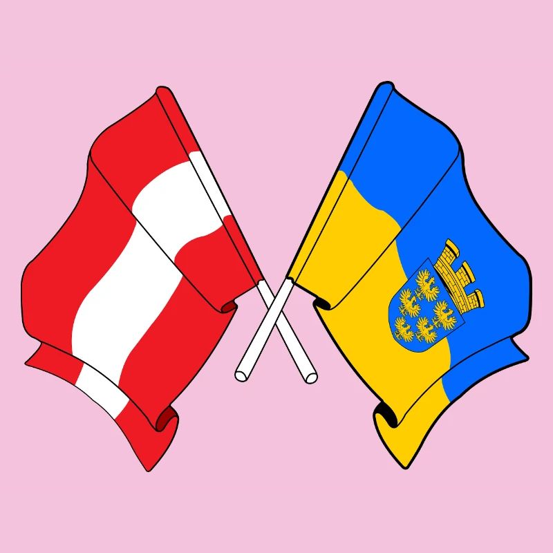 Austria & Lower Austria Crossed Flags
