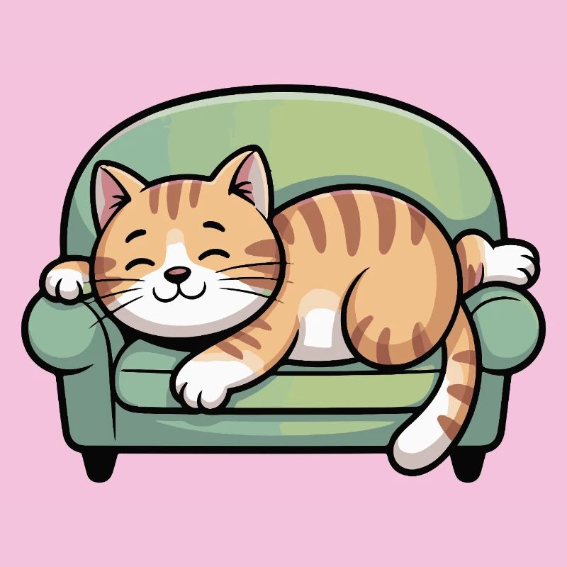Sleeping cat on sofa