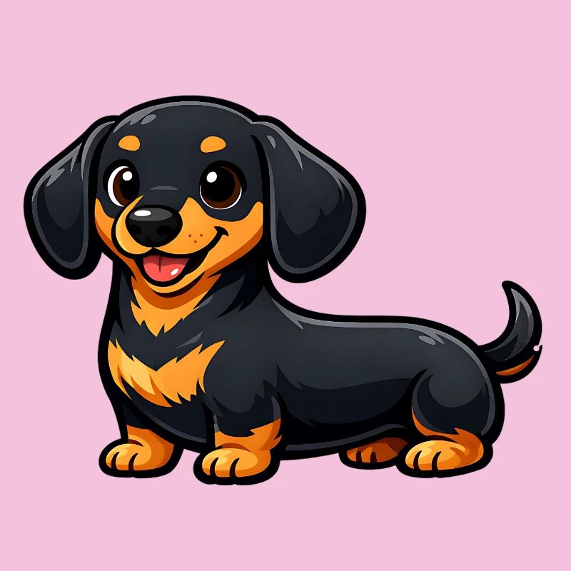 Teckel mignon dans un style dessin animé