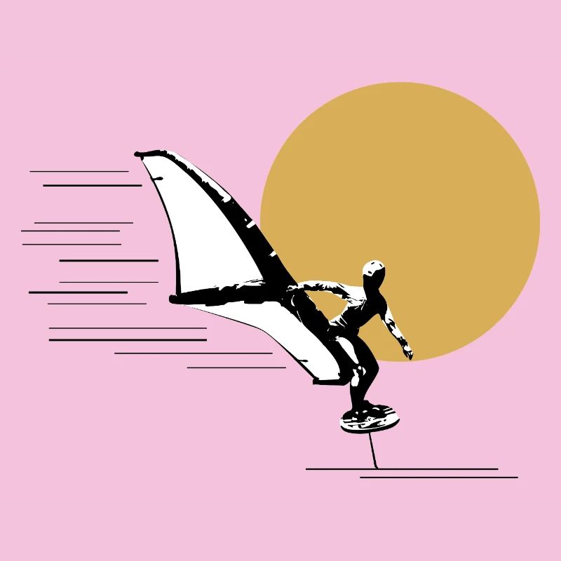 Wingfoiler devant le soleil
