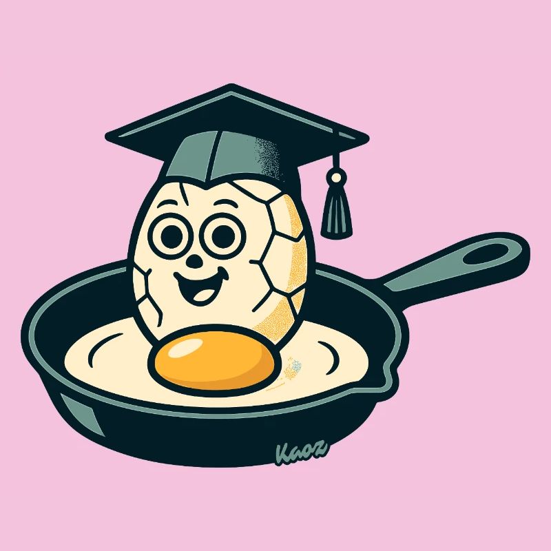 Egg with graduation hat in the pan