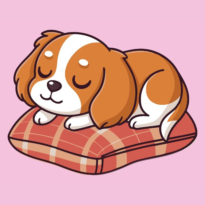 Sleeper Puppy on Plaid Cushion