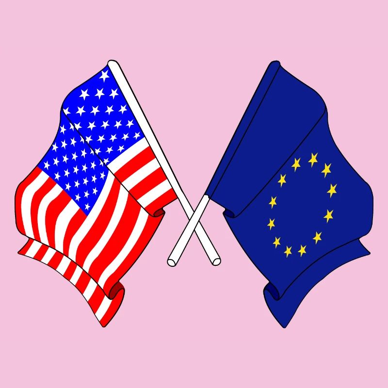 Drapeau des États-Unis et drapeau de l’Union européenne