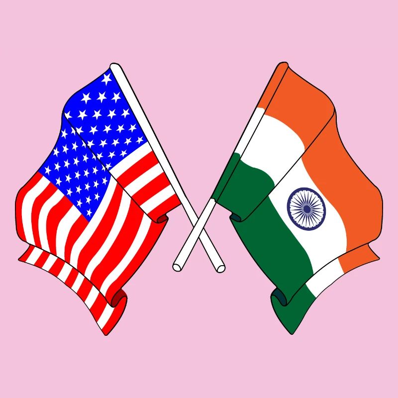 Drapeau des États-Unis et drapeau de l’Inde