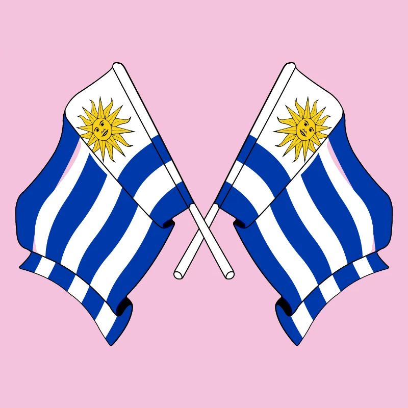 Deux drapeaux croisés de l’Uruguay