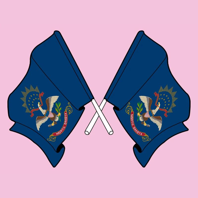 Two flags crossed North Dakota