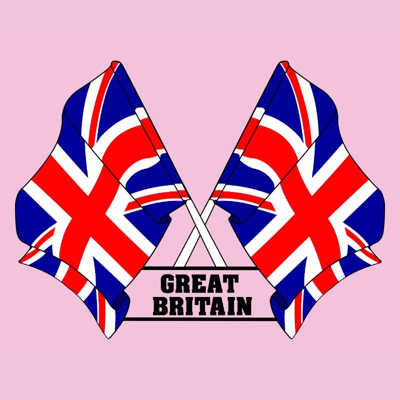 Crossed British flags with text